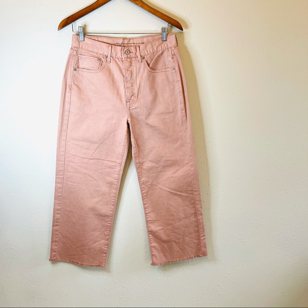 American Eagle Hi Rise Wide Leg Coral Crop Jeans Size 6 NEW